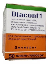 Тест-полоски, 50 шт Диаконт1 совместимые с системой контроля уровня глюкозы в крови OneTouch Select Simple